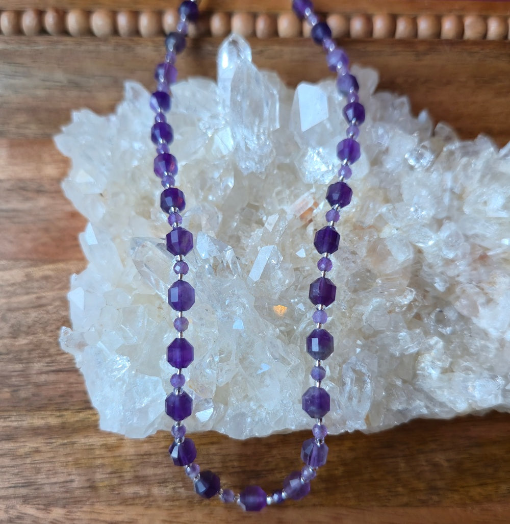 Amethyst Energy Prism Double Wrap Bracelet / Necklace