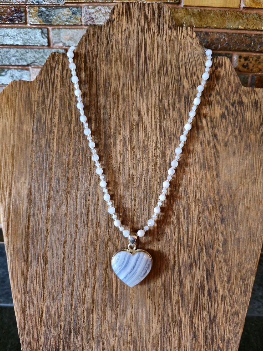 Blue Lace Agate Heart Pendant and Chain: Freedom of Expression and Deep Peace