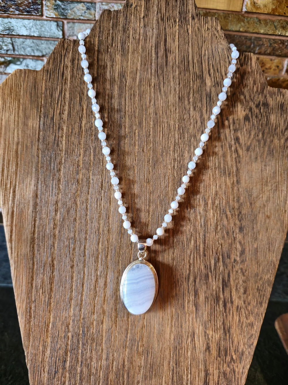 Blue Lace Agate Pendant and Chain: Freedom of Expression and Deep Peace