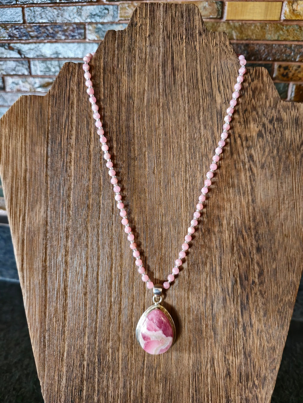 Rhodochrosite Pendant and Chain: Selfless Love and Compassion