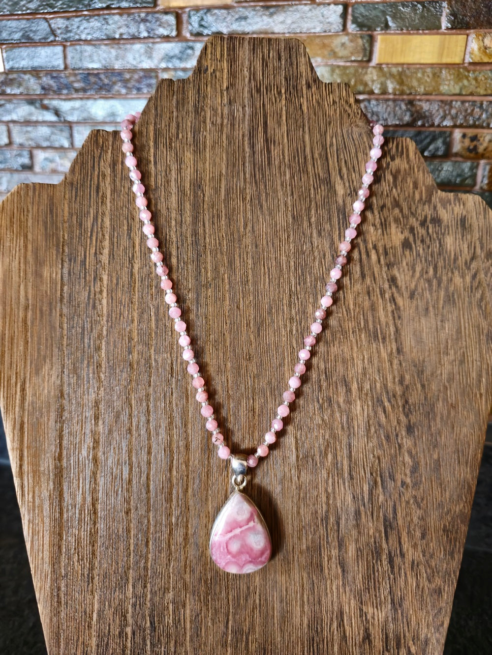 Rhodochrosite Pendant and Chain: Selfless Love and Compassion